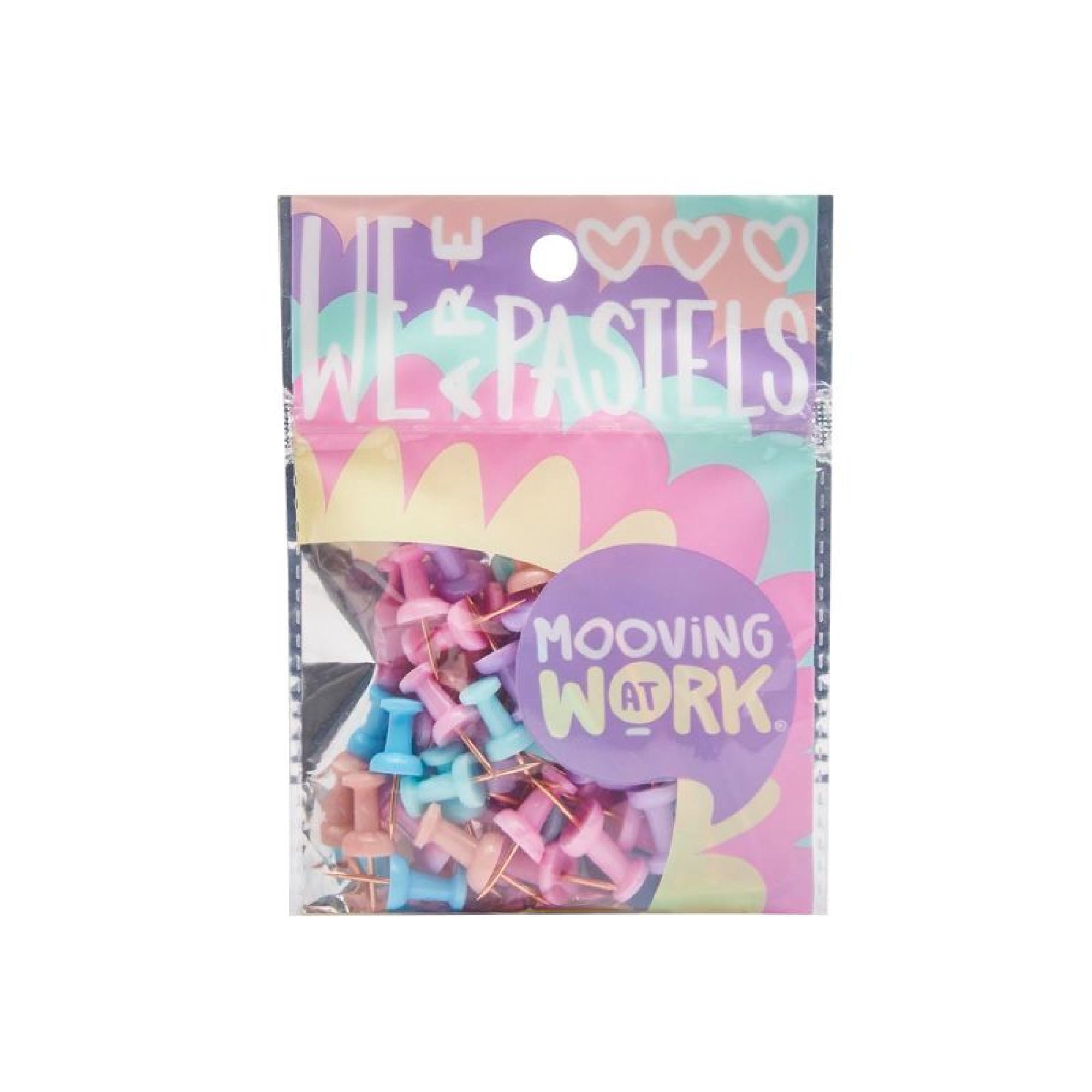 Chinches Push Pins Color Pastel 50 Unidades Mooving