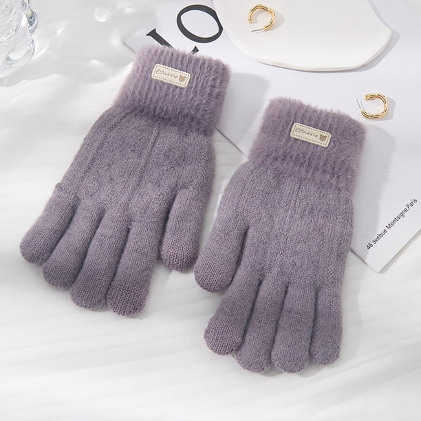 Guantes De Lana De Punto De Invierno Para Mujeres Estudiantes Ciclismo Guantes Gruesos Cálidos De Doble Pantalla Táctil