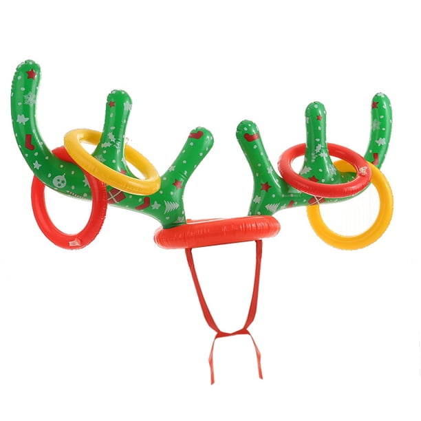 Juego de juguetes para lanzar anillos, juego de cuerno de ciervo inflable, equipo de cooperación, juguetes para el patio trasero, juegos al aire libre Navidad verde