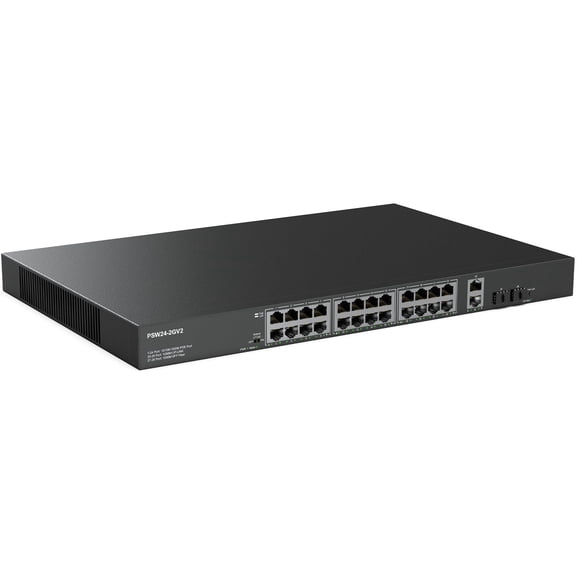 Conmutador PoE Real HD de 24 puertos Full Gigabit con 2 enlaces ascendentes y 2 SFP