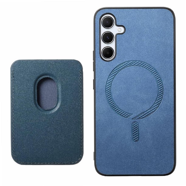 Funda de Cuero Magnética con Tarjetero para Samsung Galaxy A35 Cubierta Delgada Azul