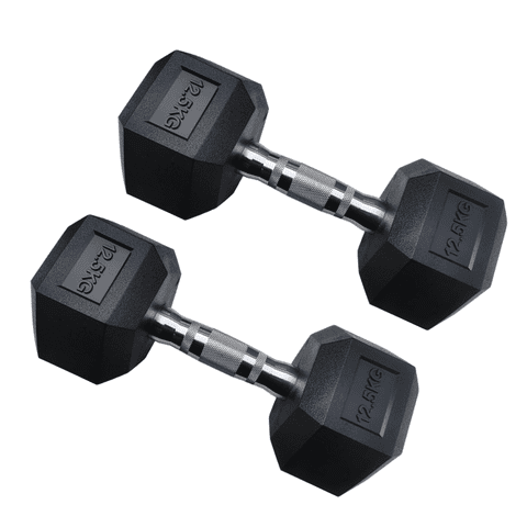 Linea Sport - Par De Mancuernas 12.5Kg C/U Total 25Kg Hexagonales De Caucho