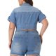 thumbnail image 3 of Agnes Orinda Chaquetas de Mezclilla Talla Grande para Mujeres Escuela Universidad Botón Frontal Trabajo Lavado Mangas Enrolladas Chaqueta de Jean Recortada 2X Azul Claro, 3 of 5