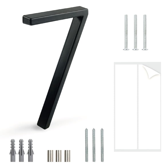 Placa de número de casa HASWARE de 5" flotante, aluminio negro