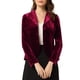 thumbnail image 1 of INSPIRE CHIC Blazer de Terciopelo con Solapa de Muesca y Manga Larga para Mujer L Burdeos, 1 of 6