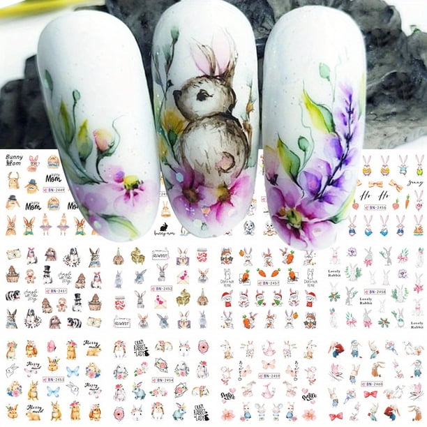 Kawaii Panda Nail Art Stickers - Cute Bamboo Letter Designs for Water Decals and Watercolor Tattoos