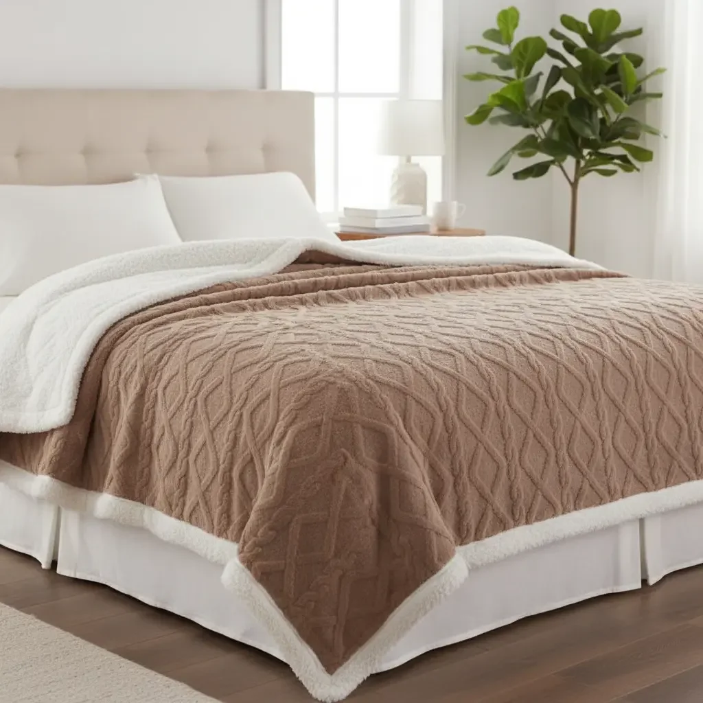 Casadeliacl - Frazada W.mg Trensado 2 Plazas 230x200 Cm Ligera Trensado 1.65 Kg Café