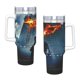 thumbnail image 4 of El Caballero Oscuro Vaso aislado de acero inoxidable con asa, diseño temático, regalo para familia, amigos y fans; incluye pajita y encaja en el portavasos estándar, 40 oz, 4 of 6