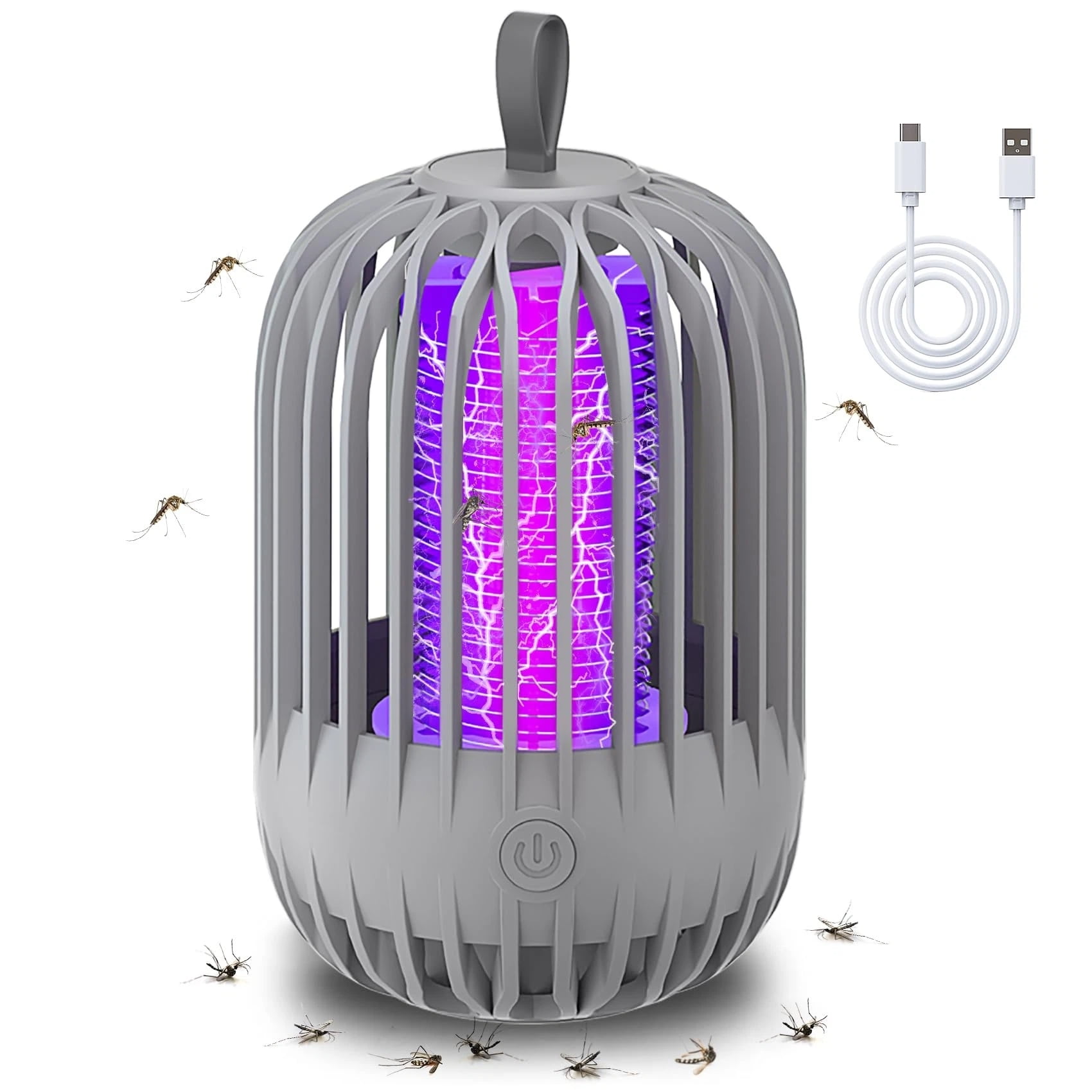 Xusx111 - Dentro Y Al Aire Libre Recargable Mosquito Trampa Zapatilla Con Fuente De Alimentación Usb, Potente Trampa Eléctrica De Mosquito Portátil De Doble Función, Gris
