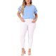 thumbnail image 4 of Agnes Orinda Blusas sólidas de verano con panel de encaje y mangas cortas huecas para mujer de talla grande, talla 4X, azul, 4 of 8