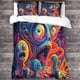 thumbnail image 3 of Funda nórdica con estampado de monstruo alienígena y fundas de almohada. Juego de ropa de cama con cierre de cremallera. Diseño único. Antialérgico. Funda nórdica con diseño psicodélico., 3 of 3