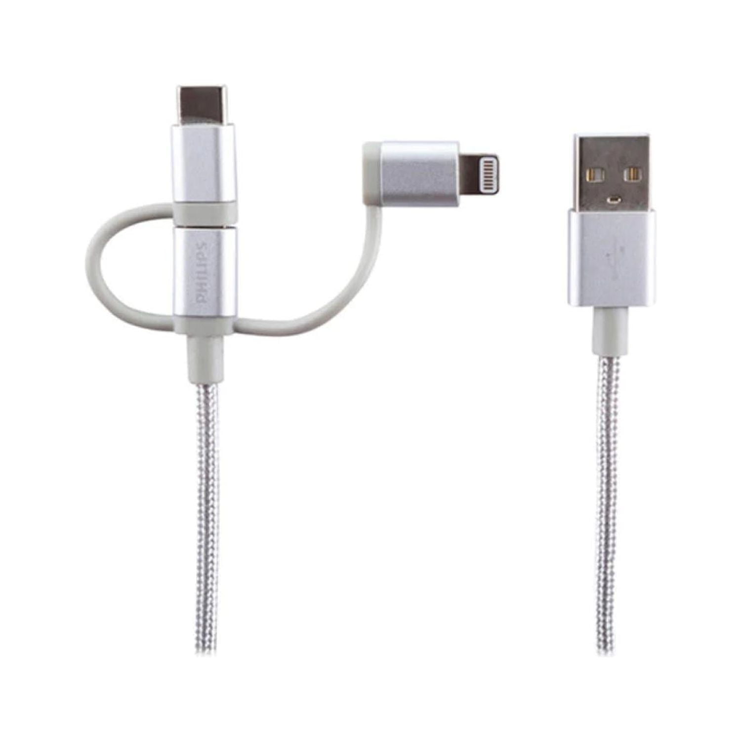 Philips - Cable Usb 3 En 1 Mricro Usb Tipo C Lightning 0.8m