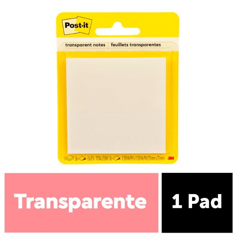 Notas Adhesivas Post-it Transparente 73x73 Mm 36 Hojas Post it
