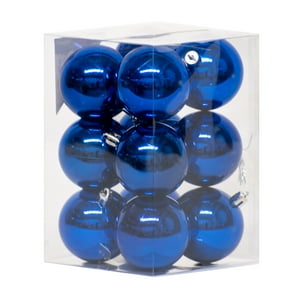 Wakeshome - Pack 12 Esferas Navidad Bambalinas 6Cm Adornos Para Arbolito Azul