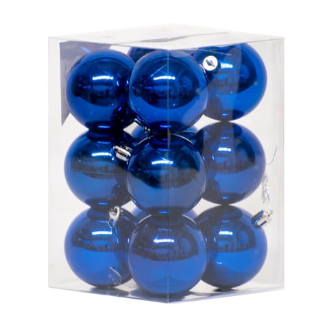 Wakeshome - Pack 12 Esferas Navidad Bambalinas 6Cm Adornos Para Arbolito Azul