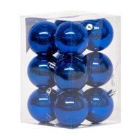 Wakeshome - Pack 12 Esferas Navidad Bambalinas 6Cm Adornos Para Arbolito Azul