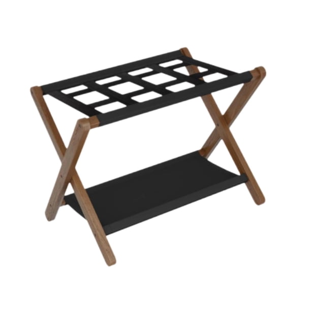 Portaequipajes plegable, estante para maletas con estante, organizador de almacenamiento de equipaje de pie de 2 capas para habitación de huéspedes y