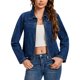 thumbnail image 1 of INSPIRE CHIC Chaqueta de Mezclilla Recortada con Cremallera para Mujer, Manga Larga, Estilo Bomber de Motocicleta, 2XL Azul Oscuro, 1 of 6