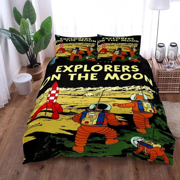 Tintin Adventure Duvet Cover Set Full Size Bed Linen Set Cover with Pillowcase Custom Bed Sheets