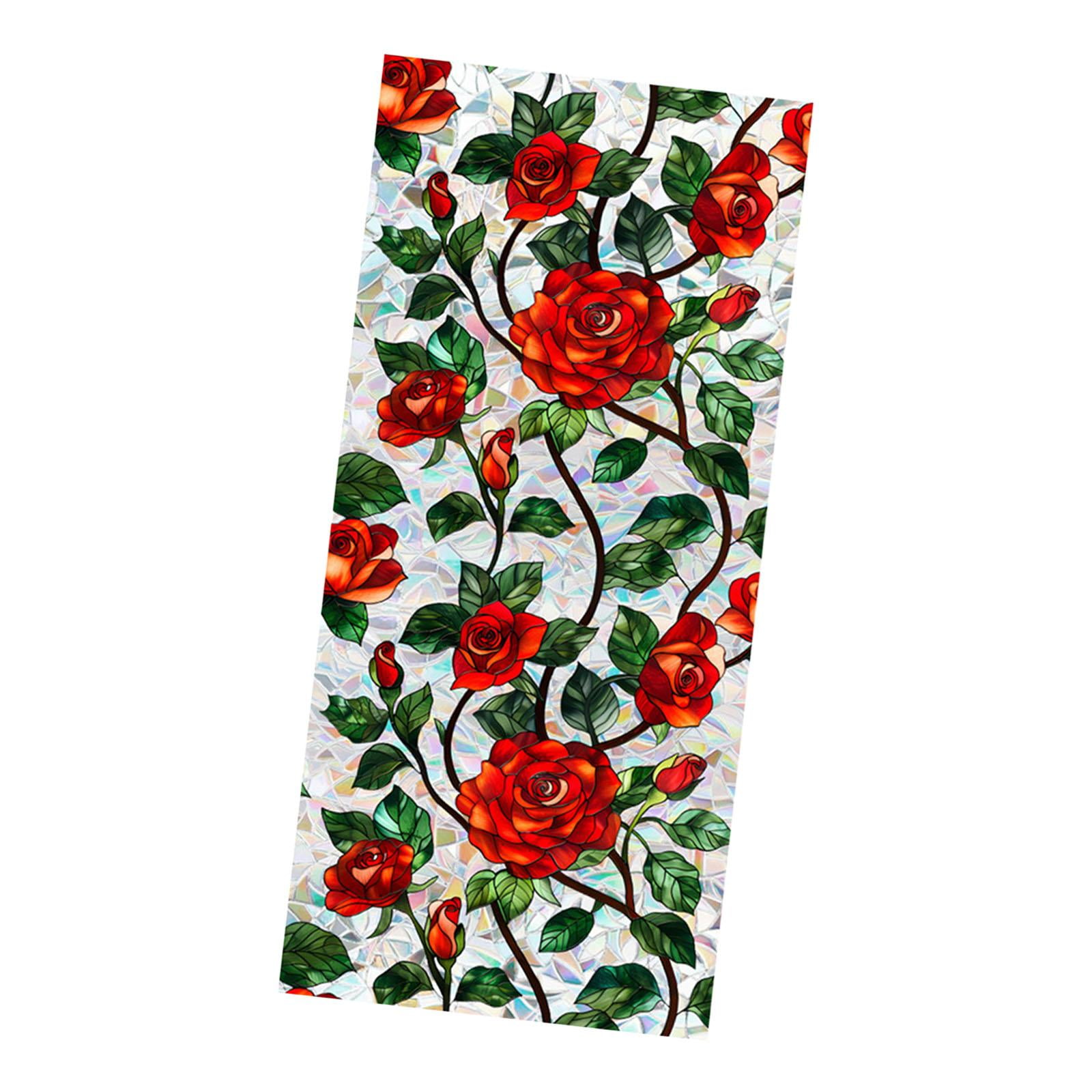 Bothyi - Adhesivo De Vidrio Para Ventana, Película De Privacidad Para Oficina, Sala De Estar, Cafetería, Flor, Rosa Roja