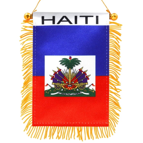 Bandera colgante Anley Haiti con flecos de 10 x 15 cm con ventosa
