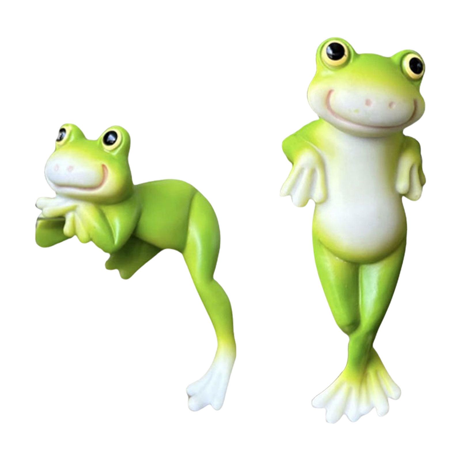 Magideal - 2 Estatuas De Rana Decorativas, Encantadoras Y Versátiles, Miniaturas Coleccionables De Resina Para , Césped, Macetas, Casas, Jardines De Hadas