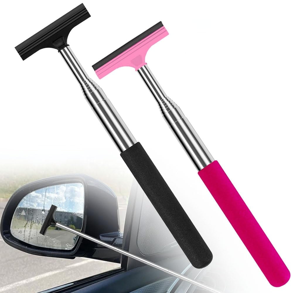 Xusx111 - 2 Paquetes Limpiadora De Espejos Retrovisores De Coches, Limpiadora De Vidrio Auto Retráctil, Limpiadora De Agua Con Varilla Larga Telescópica, Herramienta De Limpieza Portátil Para Todos Lo
