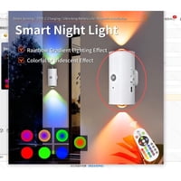 Xusx111 - Luz Nocturna Del Sensor De Movimiento Led, 16 Colores Batería Recargable Luz De Escalera, Lámpara De Pared Magnética Inalámbrica, Luces Nocturnas De Pared Led Inalámbricas Para Escalones, Do