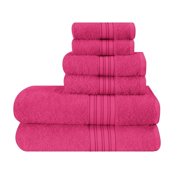 Juego de toallas BOUTIQUO, paquete de 6 paños de algodón para baño y manos, color rosa intenso