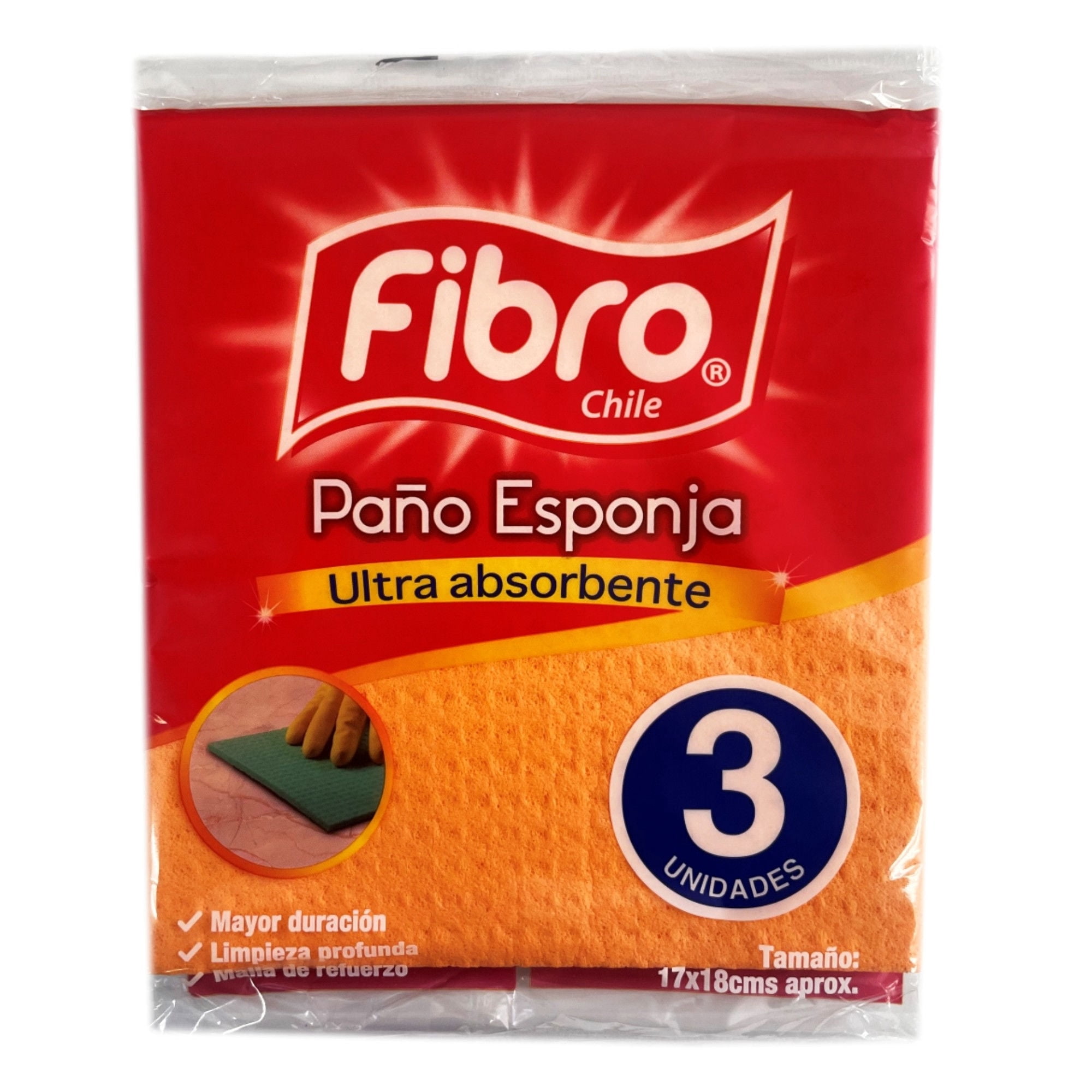 Paño Esponja Super Absorbente Bolsa 3 Un Fibro