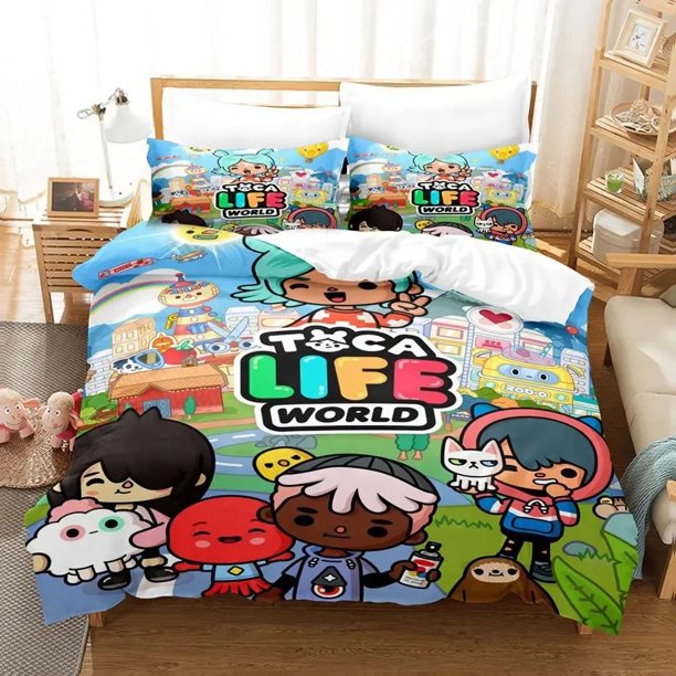 Anime Game Toca Bocas Bedding Set Twin Double Child Bedding Set Microfiber or Polyester Duvet Cover Set Home Textiles Bed Sheets