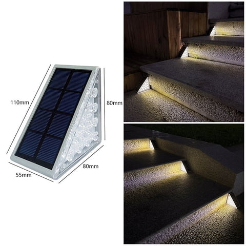 Xusx111 - Luz De Paso Solar Led Impermeable Al Aire Libre Luces De Escalera, Luces De Cubierta Solar Decoración Al Aire Libre Luces De Decoración Solar Para Patio, Patio, Jardín, Pasarelas, Puerta Del