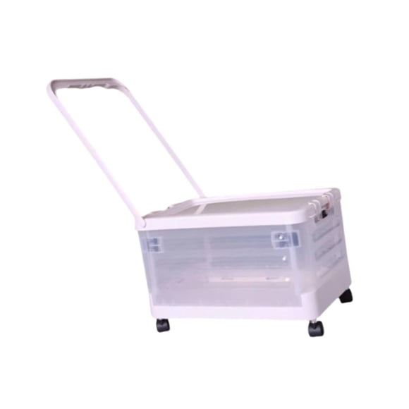 Contenedor de Almacenamiento con Ruedas Y Asa, Carrito de Compras Plegable con Tapa, Caja de Almacenamiento para Artículos Diversos, Ropa, Hogar, Picn Claro