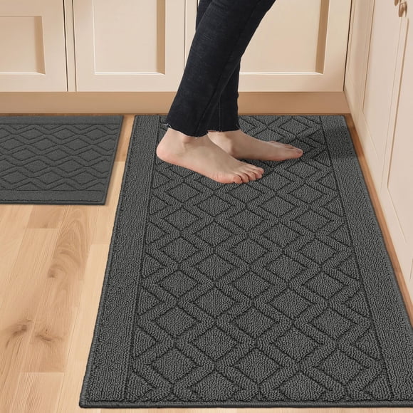 Alfombra de cocina COSY HOMEER 122 x 51 cm/76 x 51 cm, 2 unidades, color gris