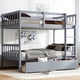 thumbnail image 2 of Twin Over Twin Rubber Wood Bunk Bed with 2 Drawers, Convertible into 2 Twin Beds, Twin Size Bunk Bed with Ladder and Safety Guardrails ,Grey, 2 of 3