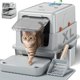 thumbnail image 1 of Caja de arena KittyLetto XL de acero inoxidable gris, 1 of 8