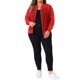 thumbnail image 2 of Agnes Orinda Ropa de Halloween de Talla Grande Chaqueta Bomber para Mujeres Escuela Universidad Manga Larga Hueca Cuello de Béisbol Cremallera Exterior 3X Rojo, 2 of 6