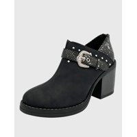 Danicolle Calzado - Botin Para Mujer Con Taco Y Hebilla Campera Negro Danicolle