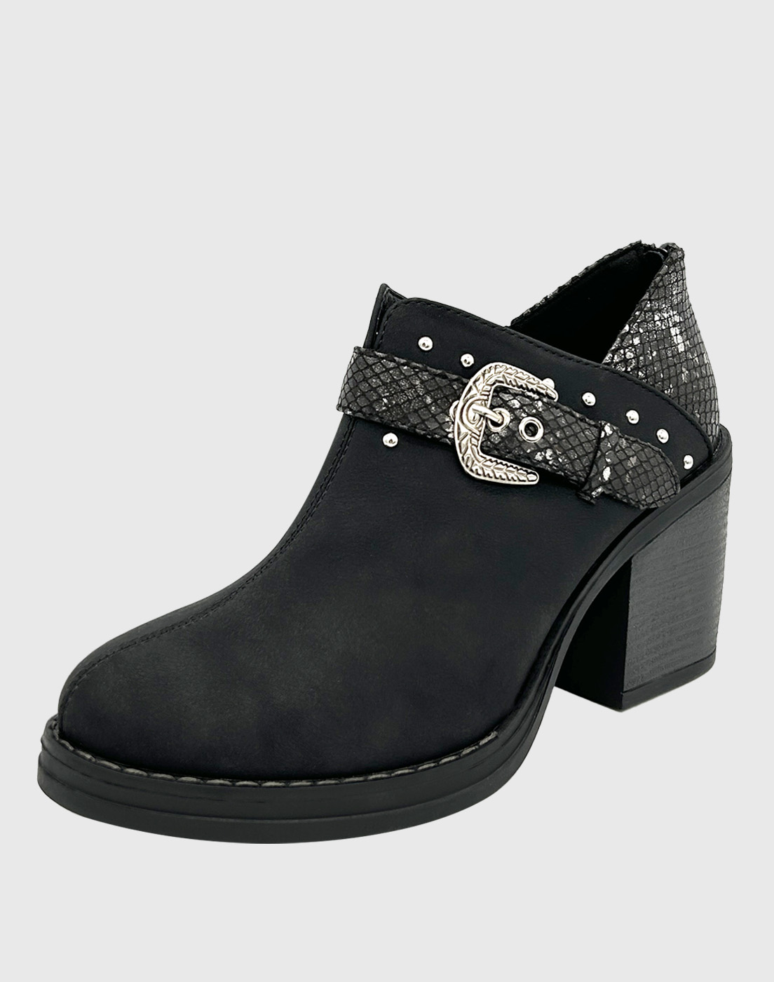 Danicolle Calzado - Botin Para Mujer Con Taco Y Hebilla Campera Negro Danicolle