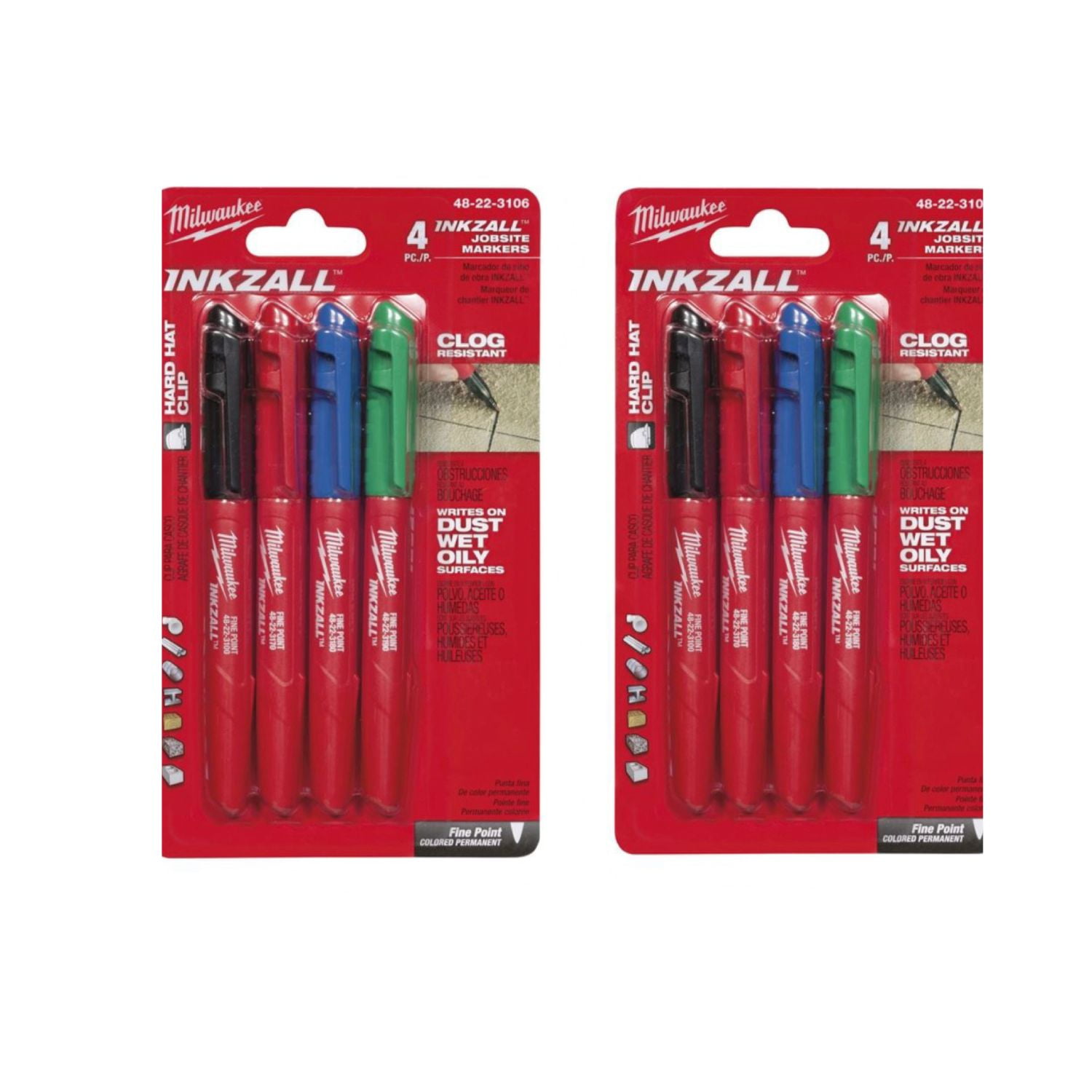 Milwaukee - Pack 8 Marcadores Inkzall Punta Fina Colores 48-22-3106