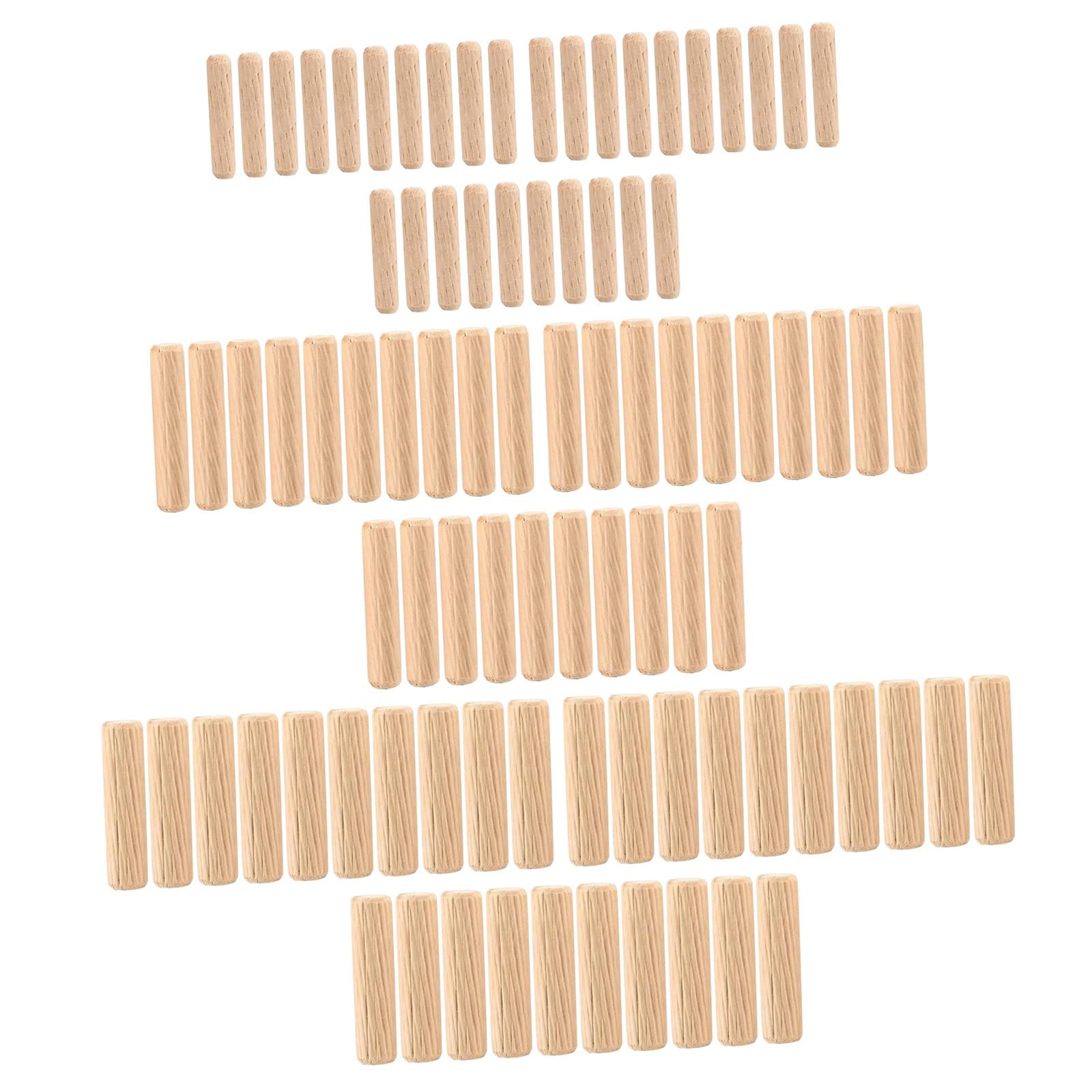 Magideal - Juego De Pasadores De Madera De 90 Piezas, Clavijas Surtidas Estriadas M6 M8 M10, Pasadores De Madera Redondos Para Proyectos De Carpintería, Conexión