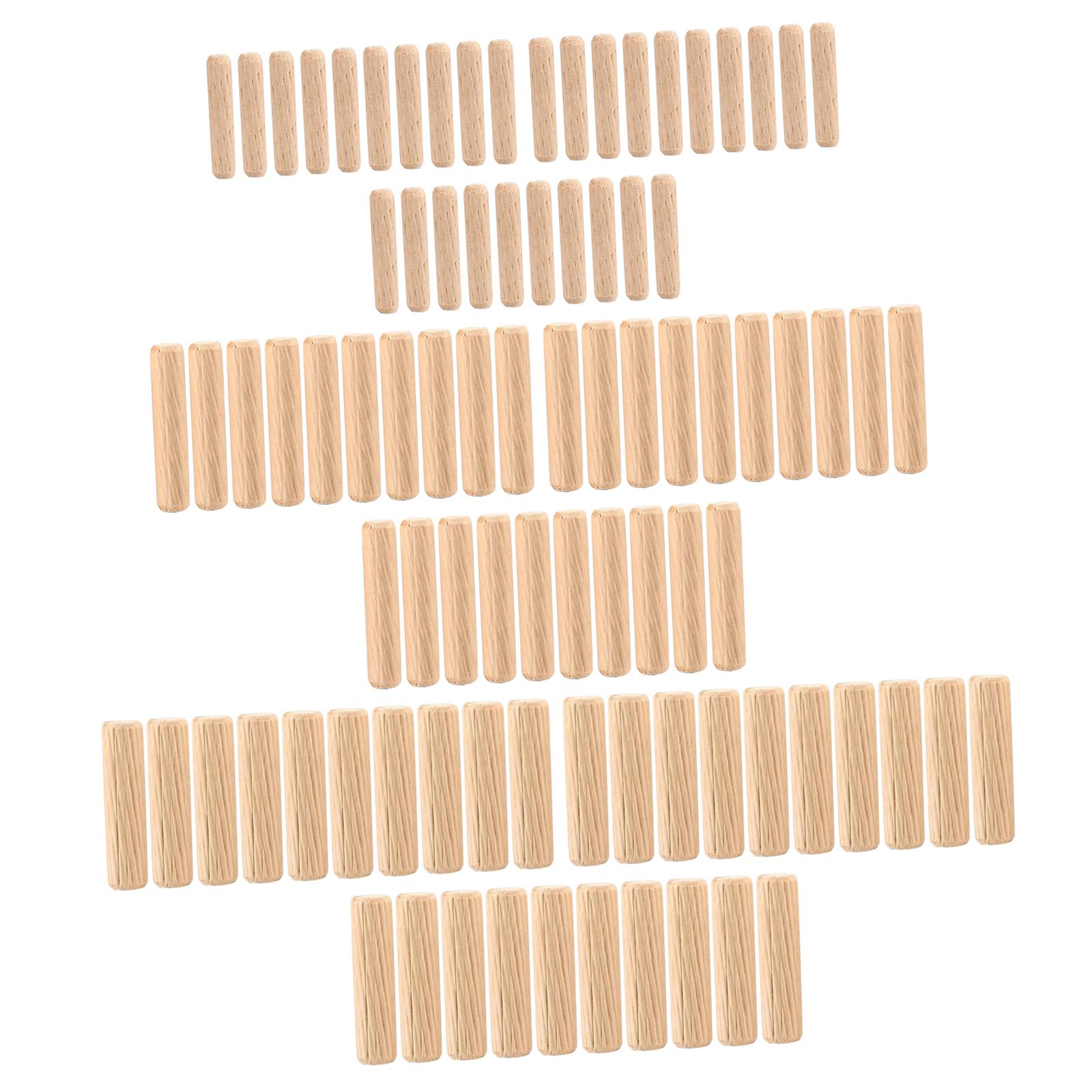 Magideal - Juego De Pasadores De Madera De 90 Piezas, Clavijas Surtidas Estriadas M6 M8 M10, Pasadores De Madera Redondos Para Proyectos De Carpintería, Conexión