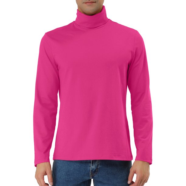 INSPIRE CHIC Suéteres de Hombre Jersey Cuello de Tortuga Manga Larga Ajustado Elástico Tops 38 Rosa Intenso