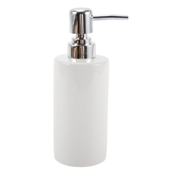 Unique Bargains 1 Pc Dispensador de Jabón Cilíndrico Simple para Baño Hotel 300ml Blanco Brillante