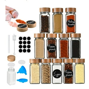 Wakeshome - 12 Frascos De Especias Con Tapa De Madera Tarros Condimentos