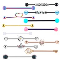 Magideal - Pendientes De Barra Industriales Piercings De Andamio De Material Acero Inoxidable Barra De Joyería De Perforación Industrial Para Hombres Y Mujeres