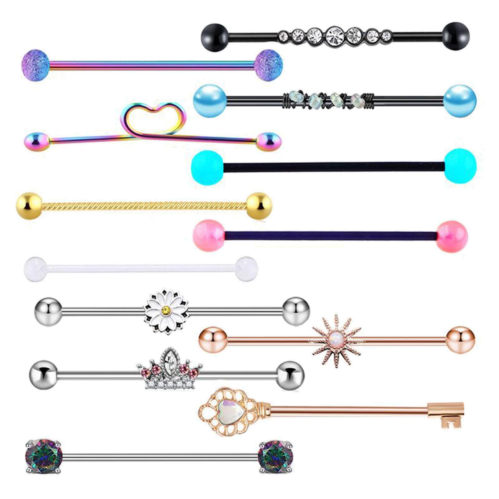 Magideal - Pendientes De Barra Industriales Piercings De Andamio De Material Acero Inoxidable Barra De Joyería De Perforación Industrial Para Hombres Y Mujeres