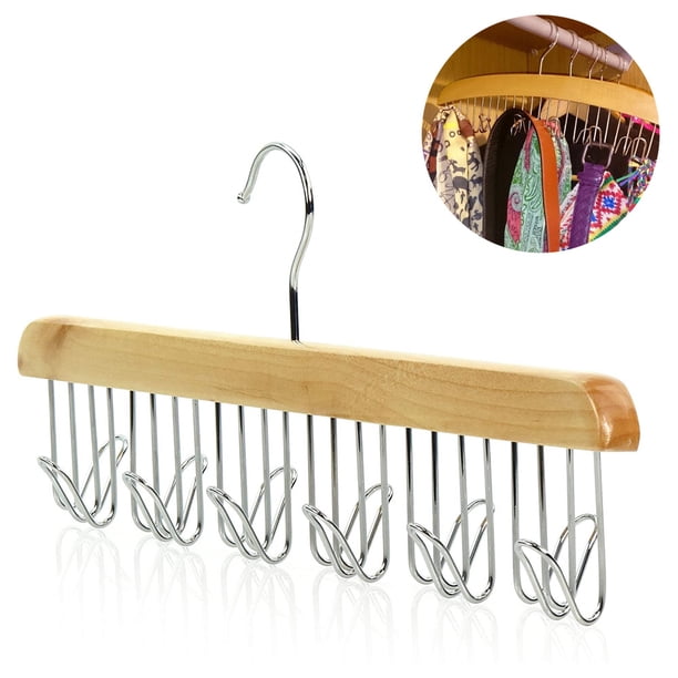 Organizador de corbatas de madera para colgar accesorios de armario masculino, ahorra espacio para guardar y exhibir.