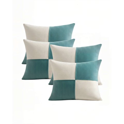 Genérico - Juego De 4 Fundas De Cojin 45Cmx45Cm Chenille Rombo Color Turquesa
