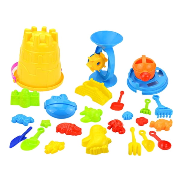 Juego de 25 Juguetes de Playa, Kit de Construcción de Castillos, Cubo Y Pala Educativos, Juguetes para Castillos de Arena para Niños Y Niñas Al Aire L